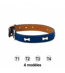 Collier Cuir Indigo Bleu