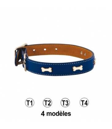 Collier chien Cuir Indigo