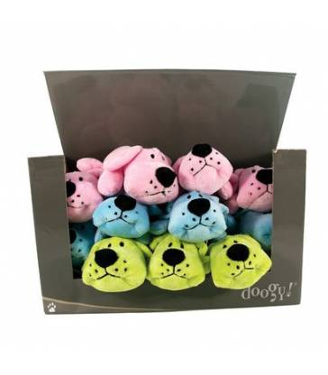 Boite de 15 mini-peluches chiens colorés panachés