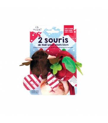 Lot de 2 souris de Noël pour chat