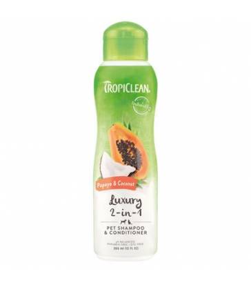 Shampooing 2 en 1 Tropiclean Papaye et Noix de Coco Volume : 355ml